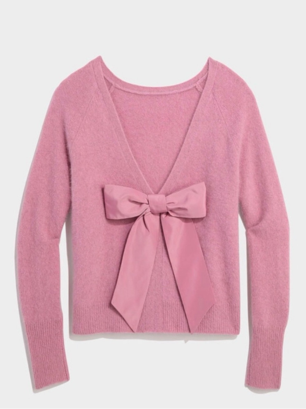Vineyard Vines New Pink Wool Fox Sweater Satin Bow Back Knit XL